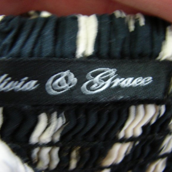 Cream Black Patterned Stretch Top Tank Dress MED - Picture 11 of 16